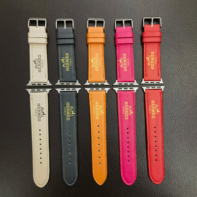 Premium leather Apple Watch strap with Hermes-inspired design