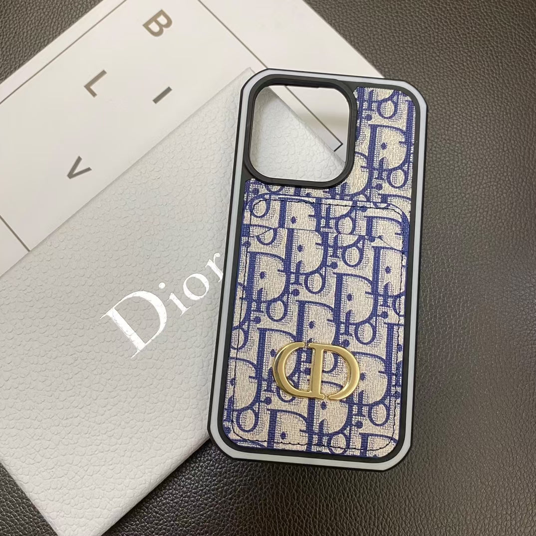 CD Luxury Phone Case with Card Holder for iPhone
