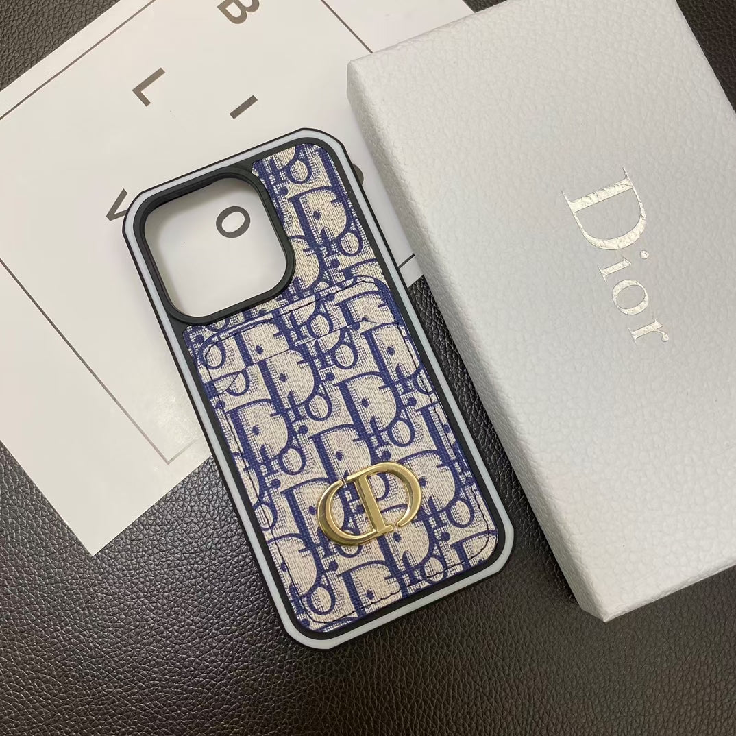 CD Luxury Phone Case with Card Holder for iPhone