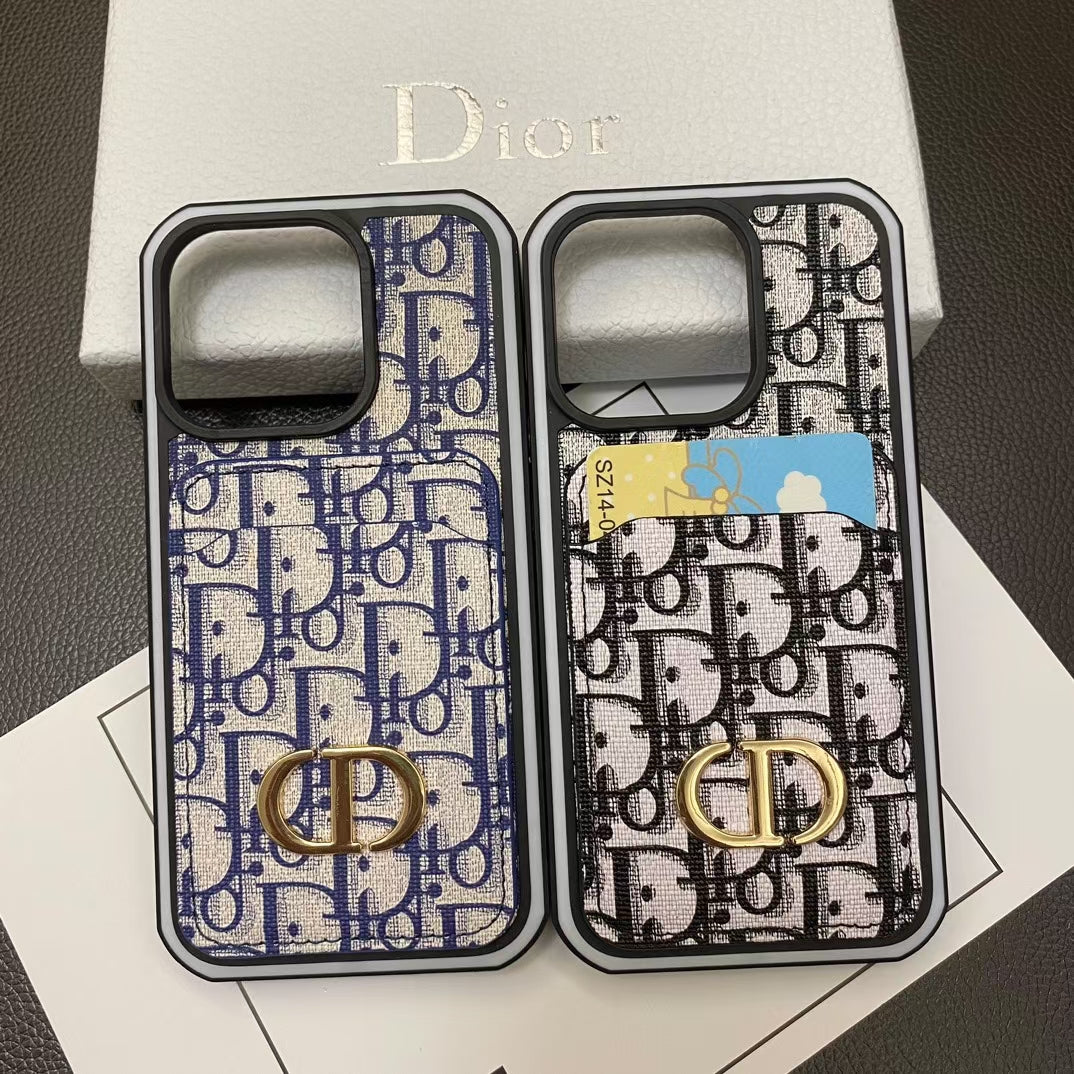CD Luxury Phone Case with Card Holder for iPhone