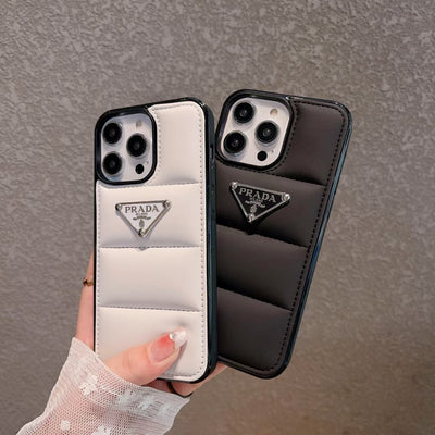 Luxury Prada Puffer Case for iPhone in White