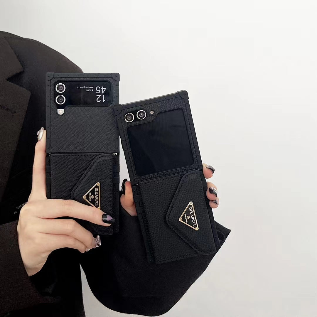 Luxury PR Designer-Inspired Z Flip Phone Case with Card Holder
