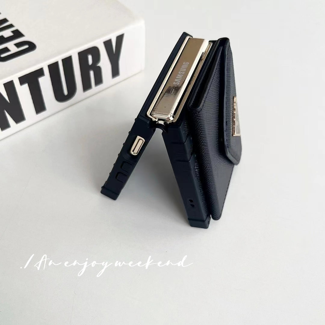 Luxury PR Designer-Inspired Z Flip Phone Case with Card Holder