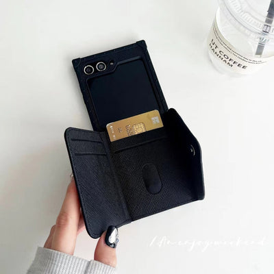 Luxury PR Designer-Inspired Z Flip Phone Case with Card Holder