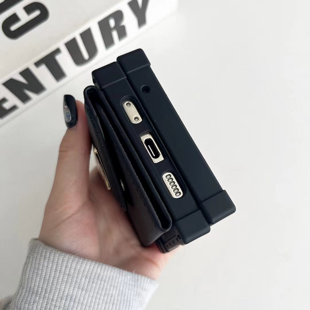 Luxury PR Designer-Inspired Z Flip Phone Case with Card Holder