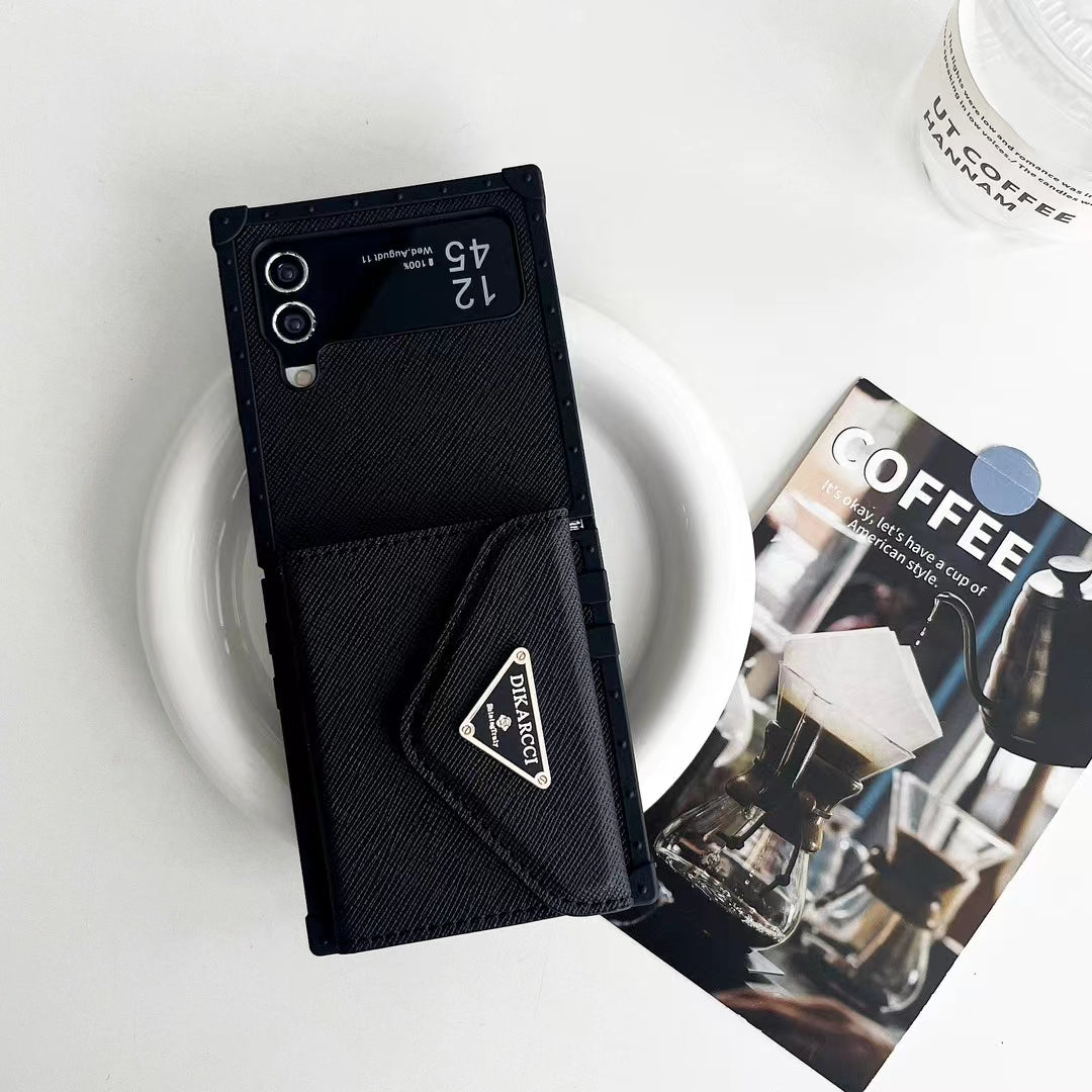 Luxury PR Designer-Inspired Z Flip Phone Case with Card Holder