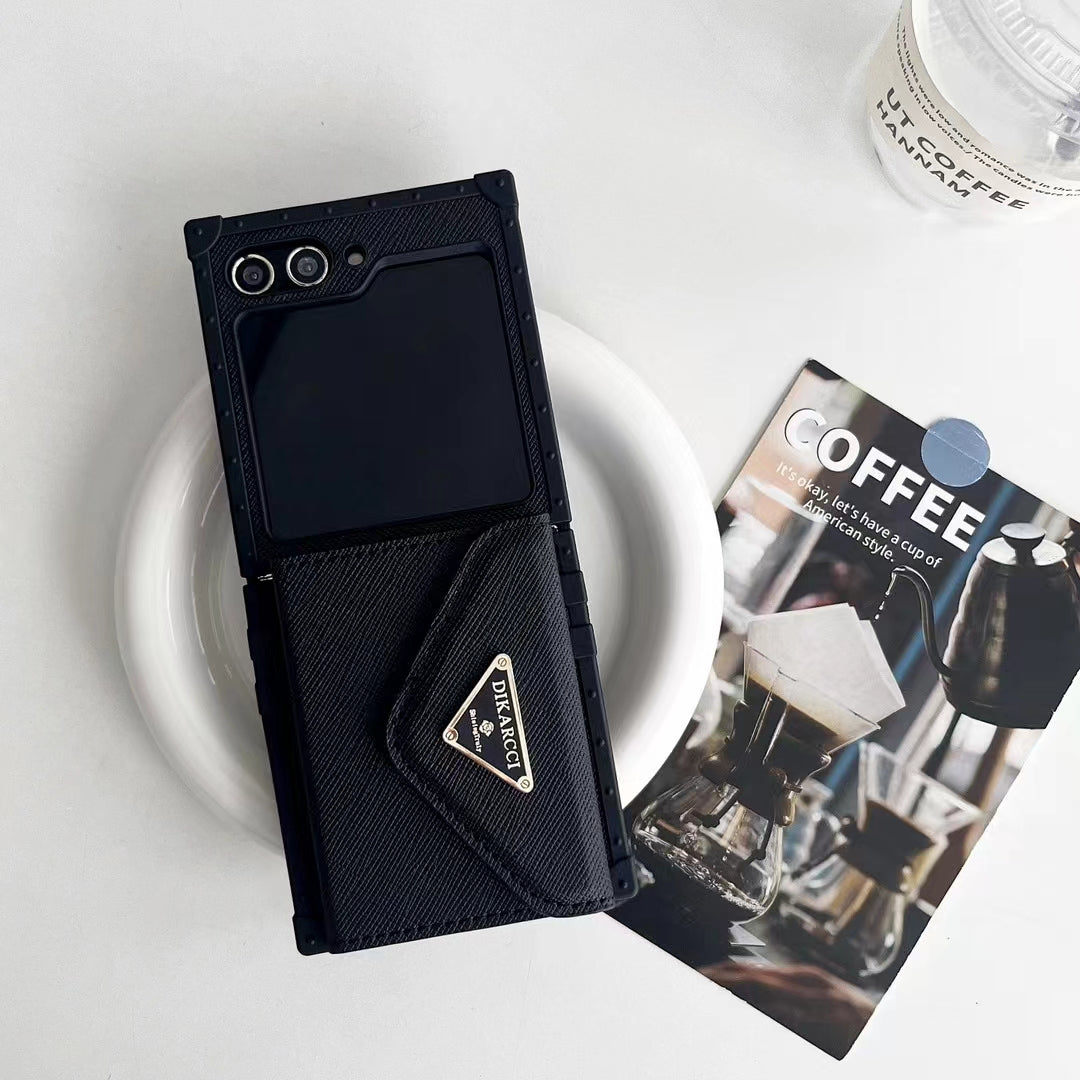Luxury PR Designer-Inspired Z Flip Phone Case with Card Holder