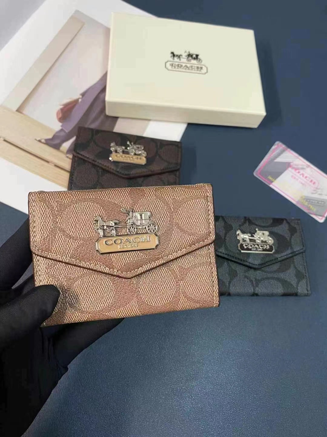 Coach Card Holder from the Sophisticated Duo, highlighting its compact and sleek design