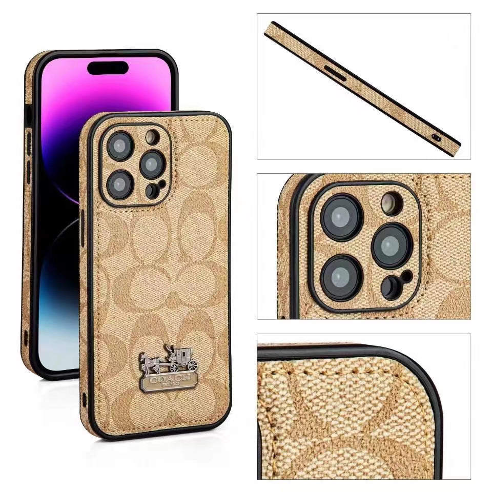Luxury CO Embossed iPhone Case with Iconic Carriage Logo