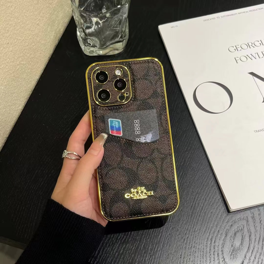 Luxury CO-Inspired Monogram iPhone Case with Card Holder