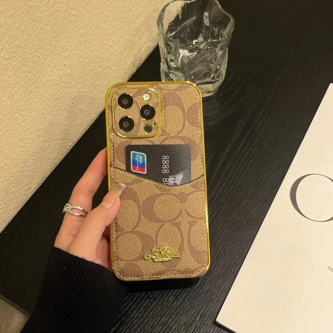Luxury CO-Inspired Monogram iPhone Case with Card Holder