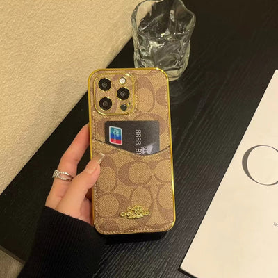 Luxury CO-Inspired Monogram iPhone Case with Card Holder