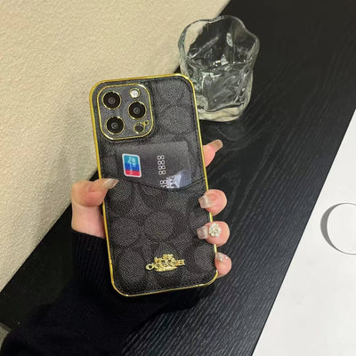 Luxury CO-Inspired Monogram iPhone Case with Card Holder