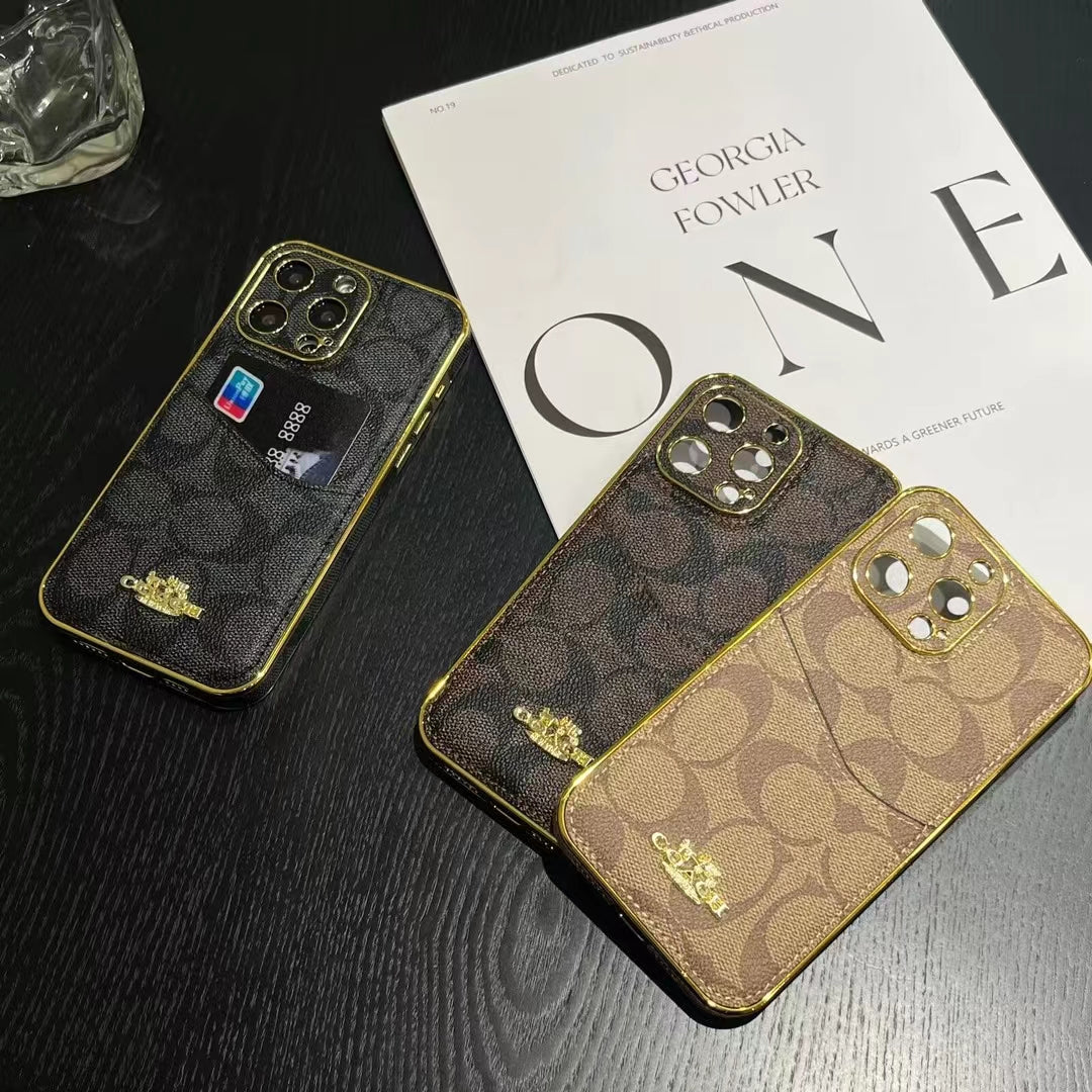 Luxury CO-Inspired Monogram iPhone Case with Card Holder