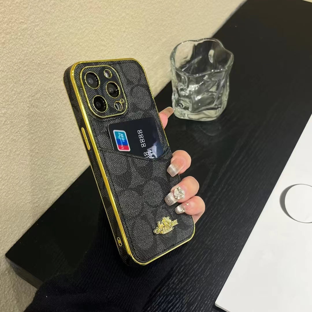Luxury CO-Inspired Monogram iPhone Case with Card Holder