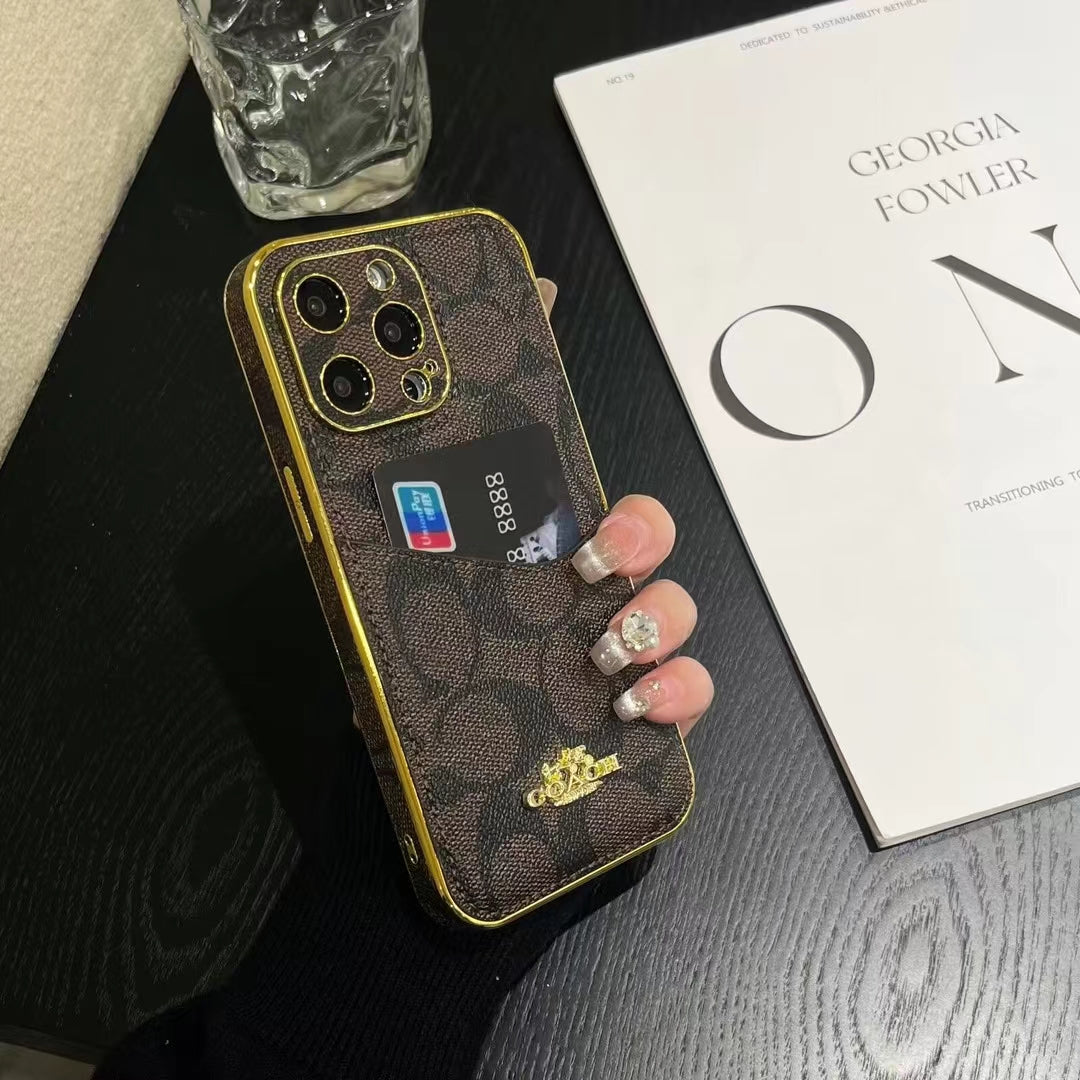 Luxury CO-Inspired Monogram iPhone Case with Card Holder