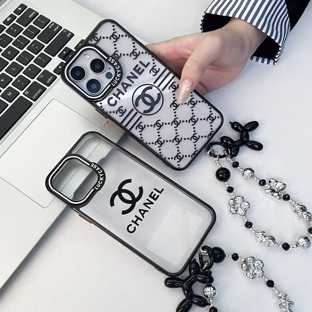 Inspired Transparent iPhone Case with Stylish Logo Pattern