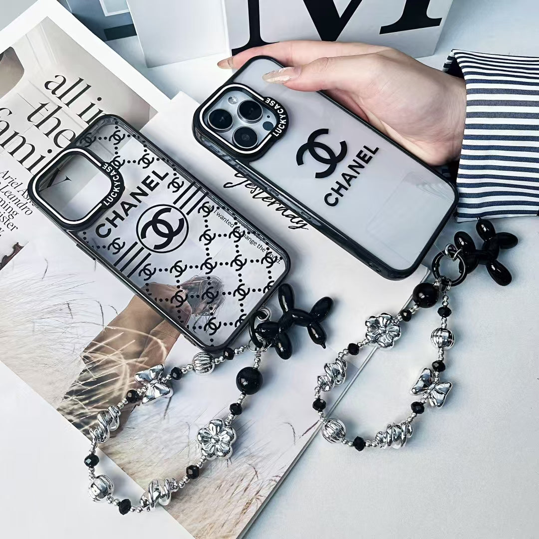 Inspired Transparent iPhone Case with Stylish Logo Pattern