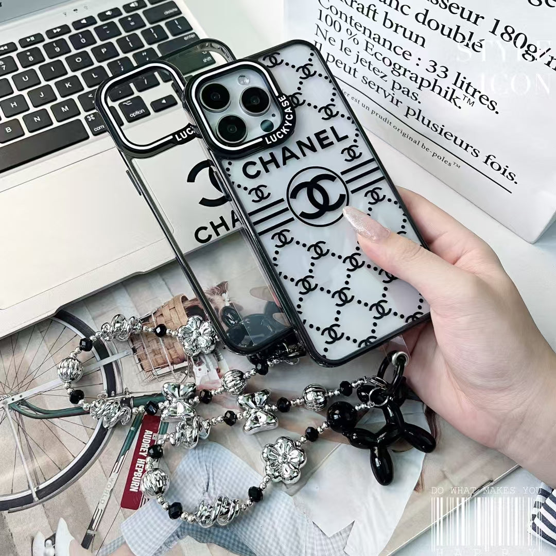 Inspired Transparent iPhone Case with Stylish Logo Pattern