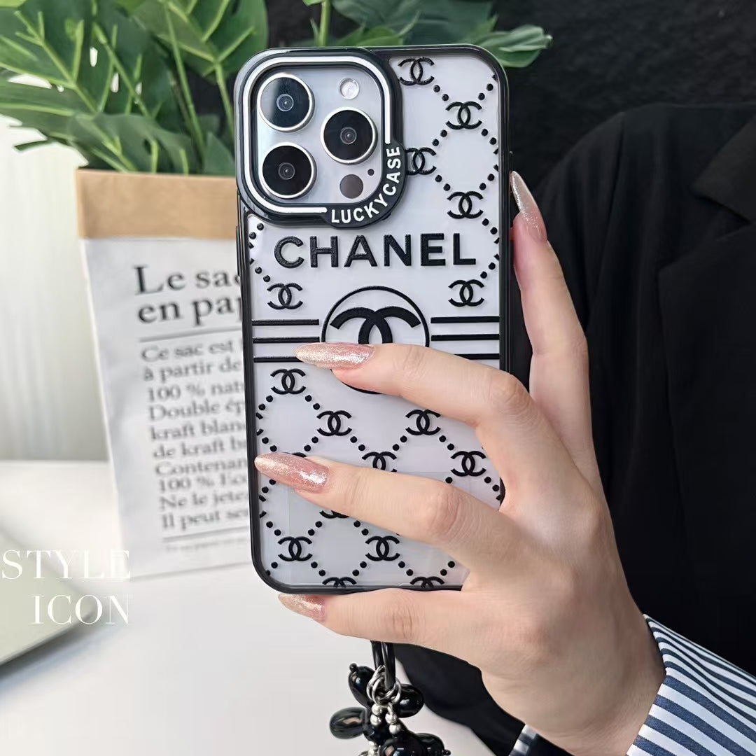 Inspired Transparent iPhone Case with Stylish Logo Pattern