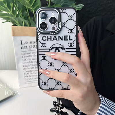 Inspired Transparent iPhone Case with Stylish Logo Pattern