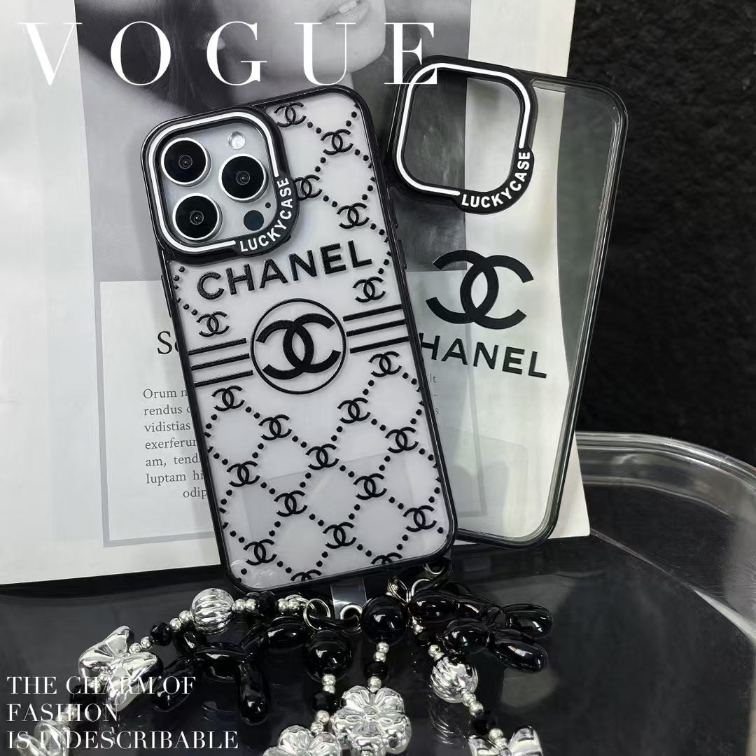 Inspired Transparent iPhone Case with Stylish Logo Pattern