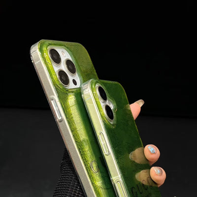 Inspired Iridescent Green iPhone Case with Luxury Charm Strap