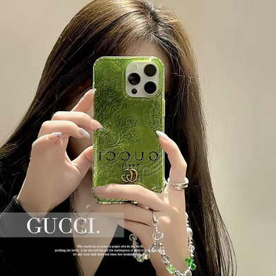 Inspired Iridescent Green iPhone Case with Luxury Charm Strap