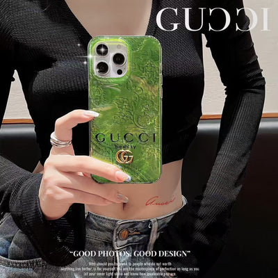 Inspired Iridescent Green iPhone Case with Luxury Charm Strap