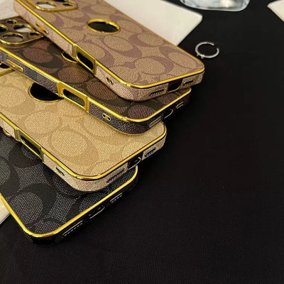CO-Inspired Luxury Monogram iPhone Case with Gold Trim