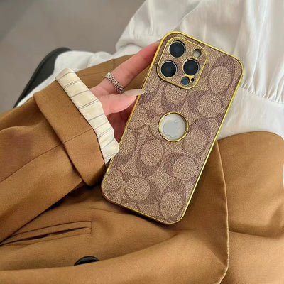 CO-Inspired Luxury Monogram iPhone Case with Gold Trim