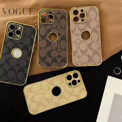 CO-Inspired Luxury Monogram iPhone Case with Gold Trim