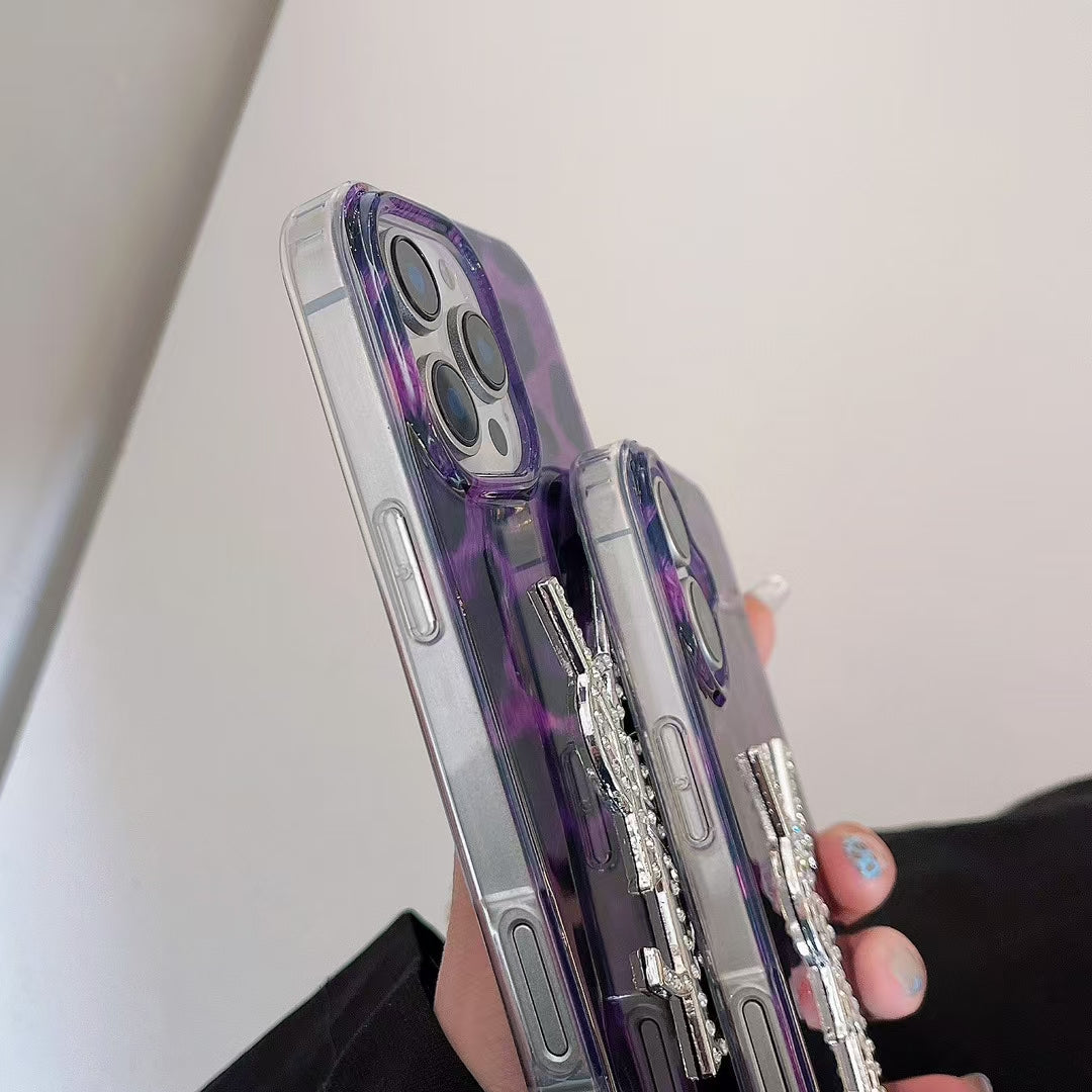 Luxury-Inspired Purple Leopard iPhone Case