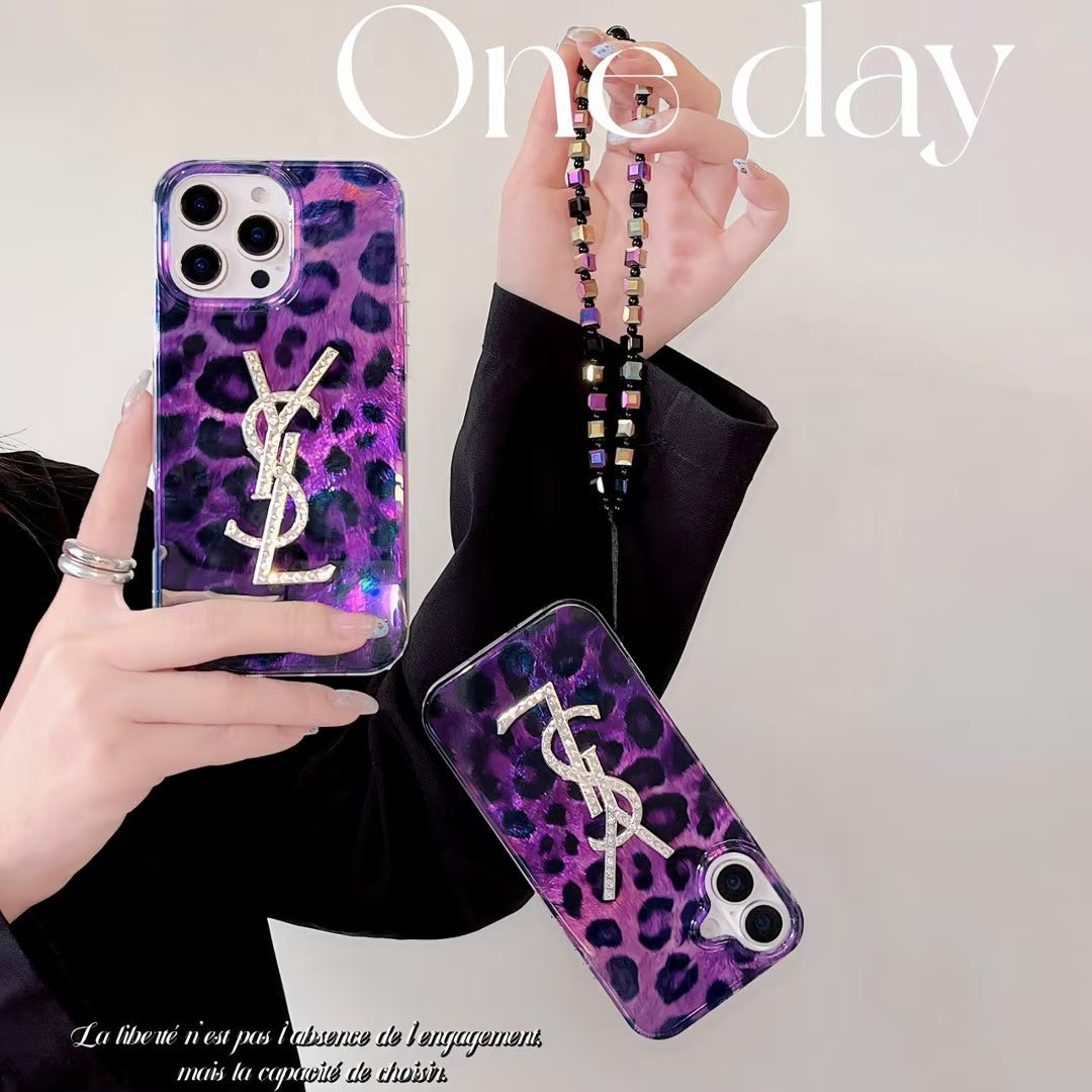 Luxury-Inspired Purple Leopard iPhone Case