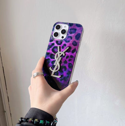 Luxury-Inspired Purple Leopard iPhone Case