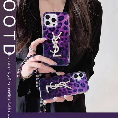 Luxury-Inspired Purple Leopard iPhone Case