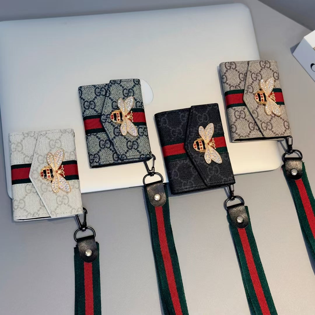 Luxury GG Bee Emblem Crossbody Mini Wallet
