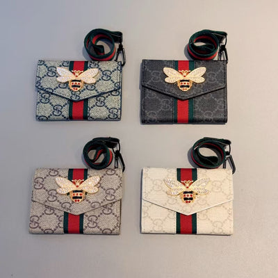 Luxury GG Bee Emblem Crossbody Mini Wallet
