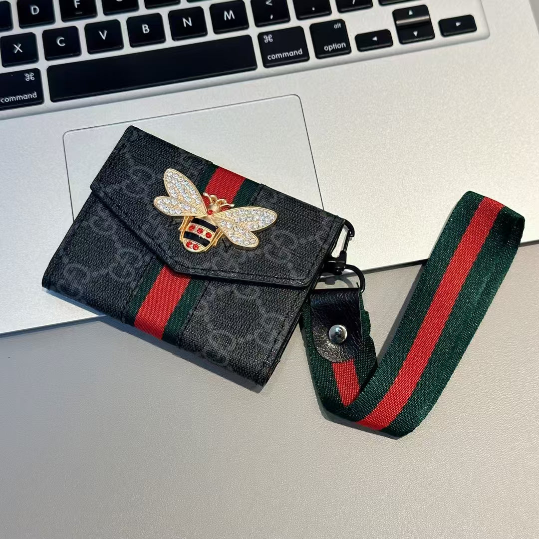 Luxury GG Bee Emblem Crossbody Mini Wallet