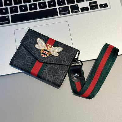 Luxury GG Bee Emblem Crossbody Mini Wallet