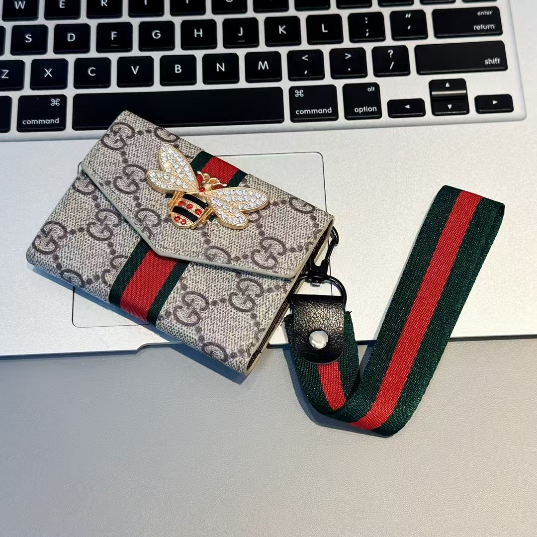 Luxury GG Bee Emblem Crossbody Mini Wallet