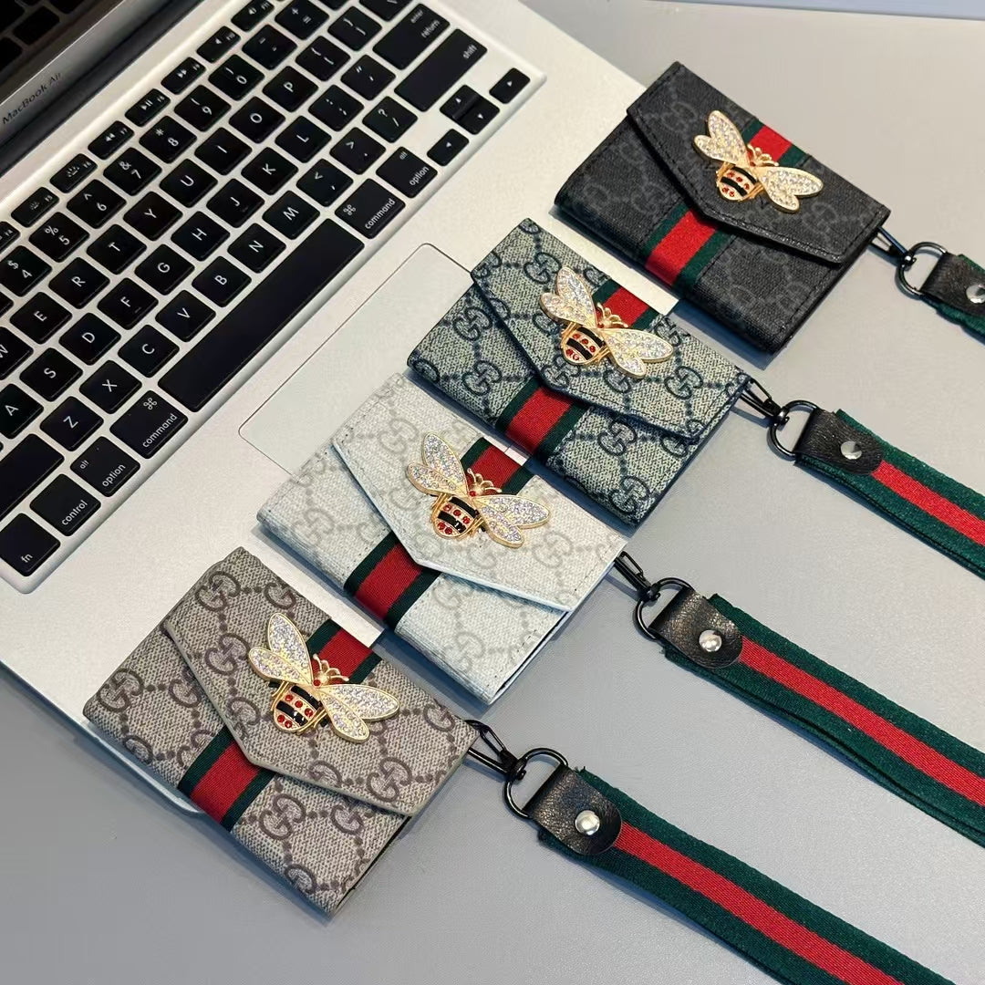 Luxury GG Bee Emblem Crossbody Mini Wallet