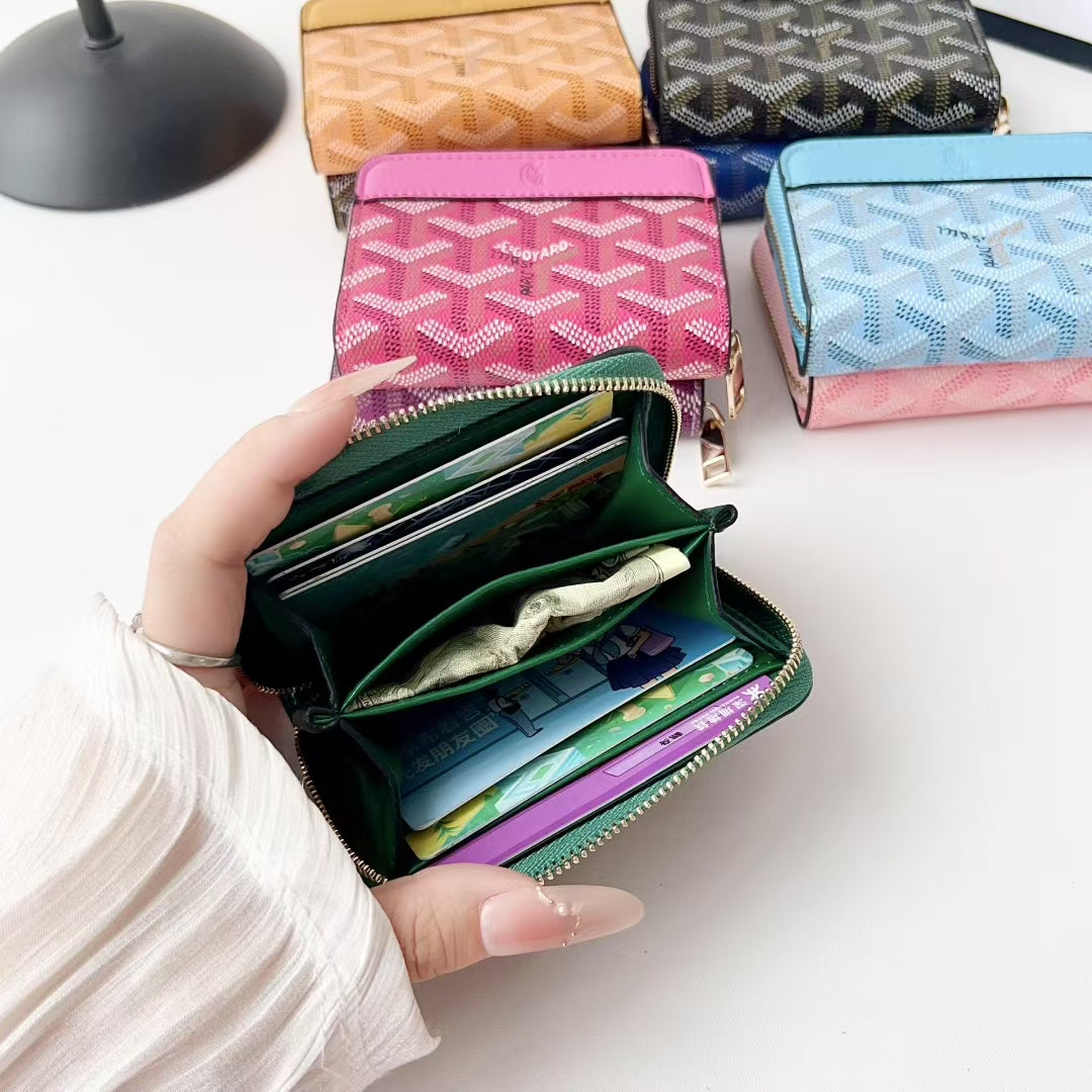 Luxury GY Monogram Zipper Card Wallet
