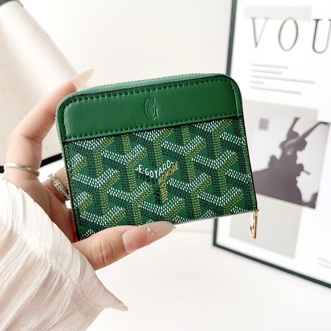 Luxury GY Monogram Zipper Card Wallet