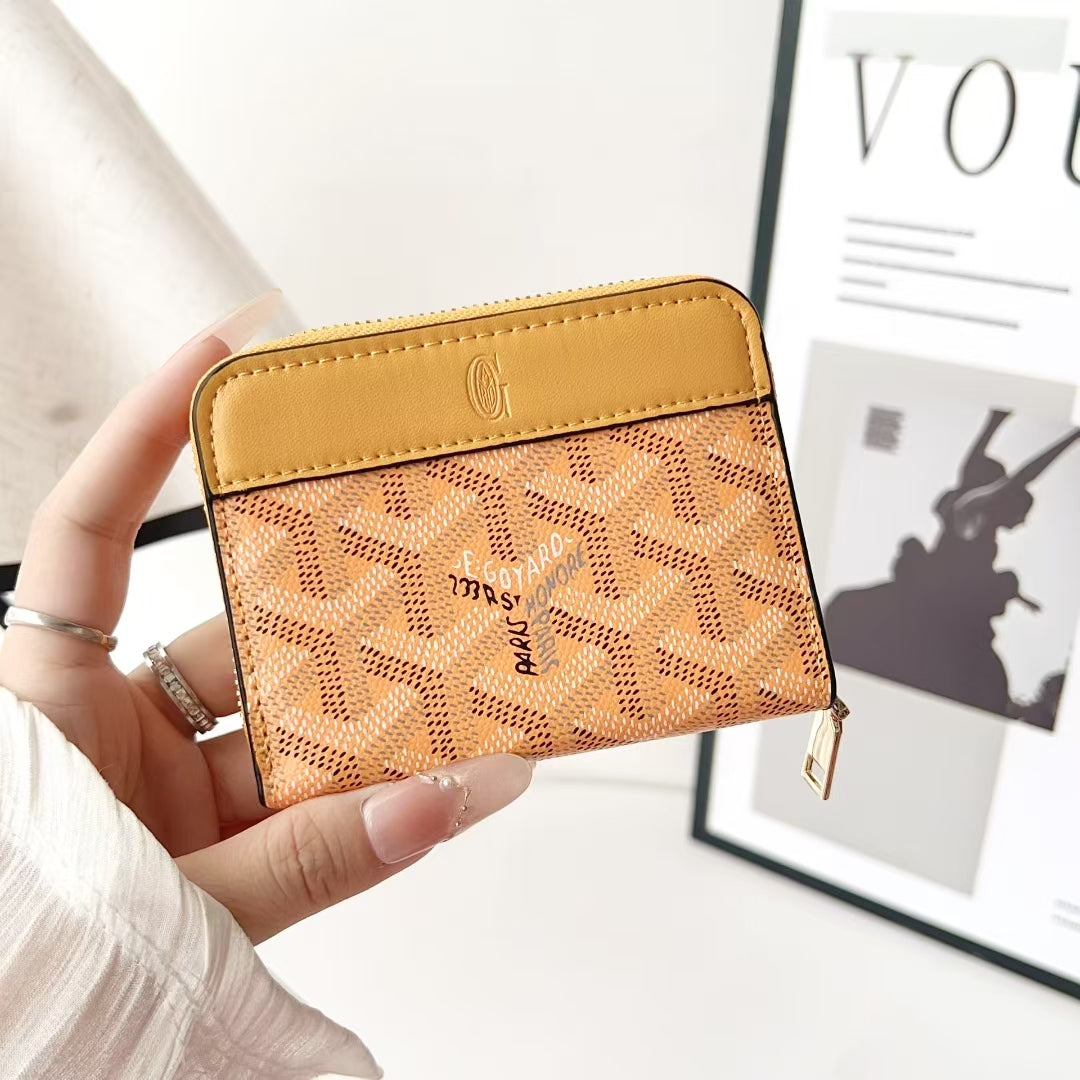 Luxury GY Monogram Zipper Card Wallet
