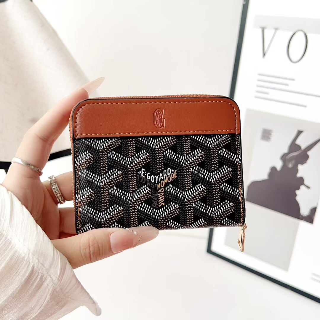 Luxury GY Monogram Zipper Card Wallet
