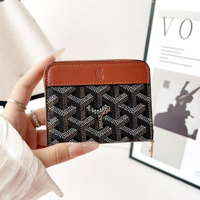 Luxury GY Monogram Zipper Card Wallet