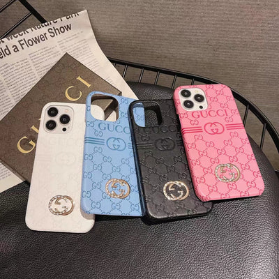 Luxurious GG iPhone Case with Embossed Detailing - Front View