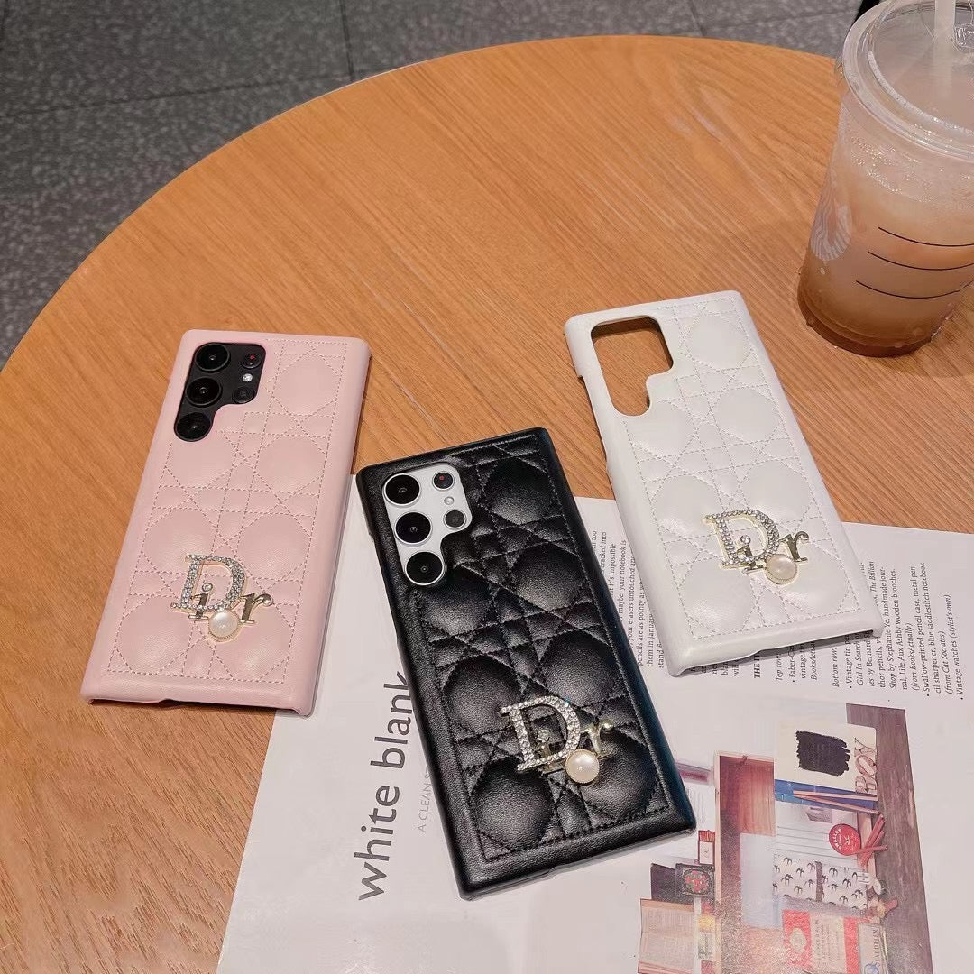 Luxury Dior Samsung phone case with iconic fashion motifs