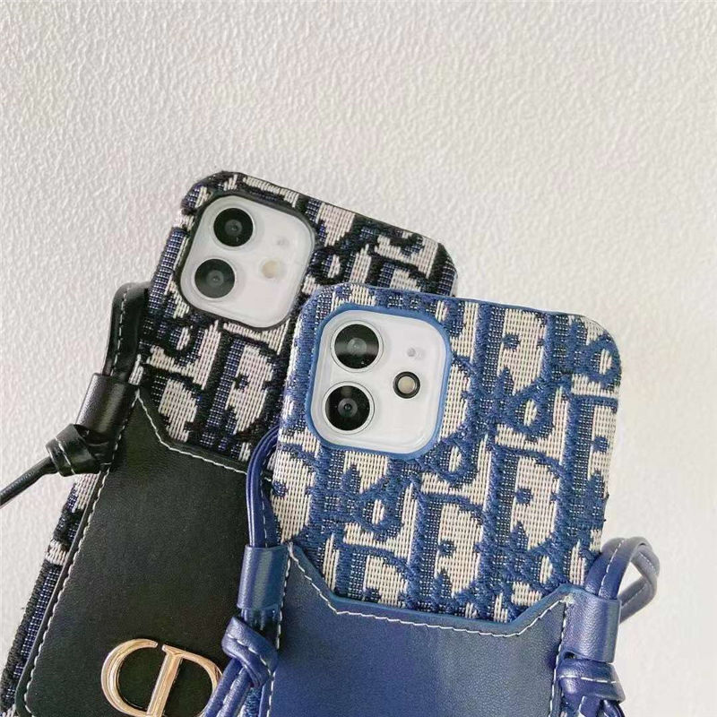 CD Luxury iPhone Case With Card Pocket & Lanyard